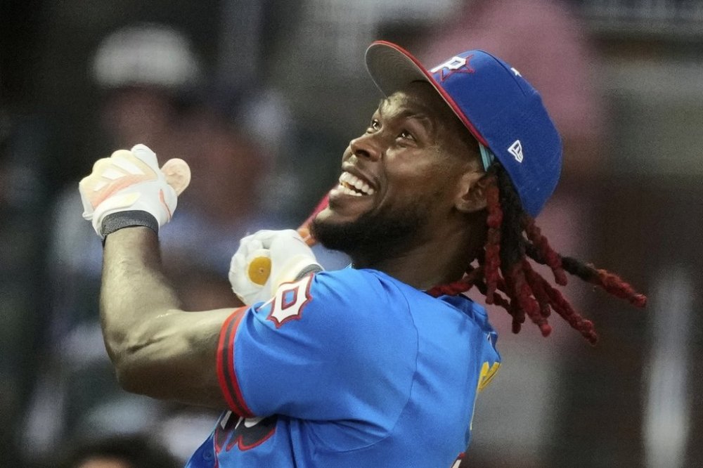 Pittsburgh Pirates' Oneil Cruz watches during the MLB baseball All-Star Home Run Derby, Monday, July 14, 2025, in Atlanta. (AP Photo/Brynn Anderson)