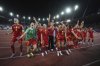 Spain players celebrate at the end of the Women's Euro 2025 semifinals soccer match between Germany and Spain at Stadion Letzigrund in Zurich, Switzerland, Wednesday, July 23, 2025. (AP Photo/Alessandra Tarantino)