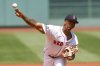 Boston Red Sox's Brayan Bello delivers a pitch in the first inning of a baseball game, Sunday, July 13, 2025, in Boston. (AP Photo/Greg M. Cooper)