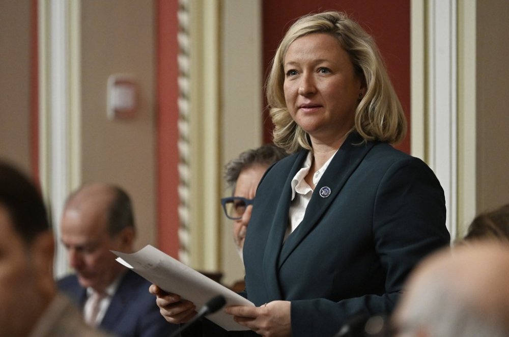 Quebec Natural Resources Minister Maïté Blanchette Vézina tables a bill at the legislature in Quebec City, Wednesday, April 23, 2025 THE CANADIAN PRESS/Jacques Boissinot