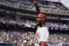 Minnesota Twins' Byron Buxton (25) acknowledges the crowd during a curtain call after hitting a solo home run for the cycle during the seventh inning of a baseball game against the Pittsburgh Pirates, Saturday, July 12, 2025, in Minneapolis. (AP Photo/Abbie Parr)