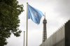 The UNESCO flag flies at its headquarters Tuesday, July 22, 2025 in Paris. (AP Photo/Thomas Padilla)
