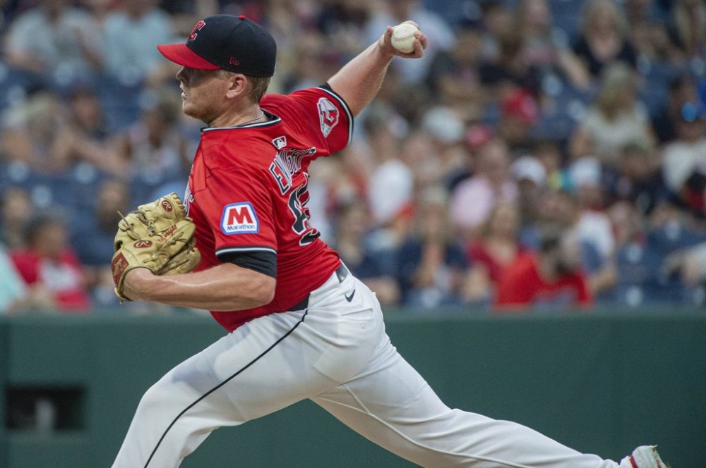 FILE - Cleveland Guardians relief pitcher Nic Enright delivers against the Colorado Rockies during the seventh inning of a baseball game, Wednesday, July 30, 2025, in Cleveland. (AP Photo/Phil Long,File)