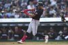 Minnesota Twins' Kody Clemens hits a one-run double against the Detroit Tigers in the first inning during a baseball game Tuesday, Aug. 5, 2025, in Detroit. (AP Photo/Paul Sancya)