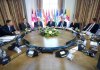 The Conference Board of Canada expects provincial budgets to trim their deficits in the coming years. Ontario Premier Doug Ford, top centre, speaks during the meeting of Canada’s premiers in Huntsville, Ont., on Wednesday, July 23, 2025. THE CANADIAN PRESS/Nathan Denette