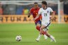 FILE - England's Tyler Morton, front, duels for the ball with Spain's Mateo Joseph during a quarter final soccer match between Spain and England at the European U-21 Championship at the Anton Malatinsky Stadium, in Trnava, Slovakia, June 21, 2025. (AP Photo/Petr David Josek, File)