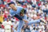 Toronto Blue Jays starting pitcher Bowden Francis throws during the first inning of a baseball game against the Philadelphia Phillies, Saturday, June 14, 2025, in Philadelphia. (AP Photo/Laurence Kesterson)