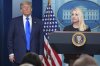Attorney General Pam Bondi speaks to reporters as President Donald Trump listens, Friday, June 27, 2025, in the briefing room of the White House in Washington. (AP Photo/Jacquelyn Martin)