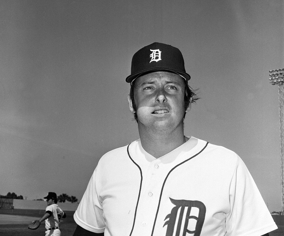 FILE - Detroit Tigers pitcher Joe Coleman looks on during spring training in Tampa, Fla., Feb. 24, 1974. (AP Photo/Preston Stroup, File)