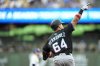 Miami Marlins' Heriberto Hernandez gestures as he rounds the bases after hitting a three-run home run during the fifth inning of a baseball game against the Milwaukee Brewers, Saturday, July 26, 2025, in Milwaukee. (AP Photo/Aaron Gash)