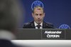 FILE -UEFA President Aleksander Ceferin speaks during a press conference after the 49th ordinary UEFA congress, in Belgrade, Serbia, April 3, 2025. (AP Photo/Darko Vojinovic, File)