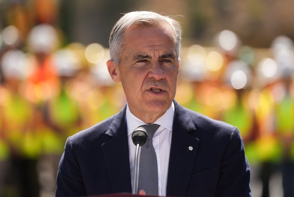 Prime Minister Mark Carney speaks at the Gorman Brothers Lumber sawmill in West Kelowna, B.C. on Tuesday, August 5, 2025. THE CANADIAN PRESS/Darryl Dyck