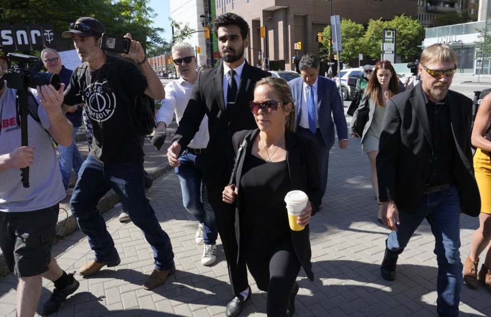 Freedom Convoy organizer Tamara Lich is seen outside the courthouse in Ottawa on Wednesday, July 23, 2025. THE CANADIAN PRESS/Adrian Wyld