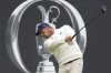 Bryson DeChambeau of the United States play off the 1st tee during the second round of the British Open golf championship at the Royal Portrush Golf Club, Northern Ireland, Friday, July 18, 2025. (AP Photo/Peter Morrison)