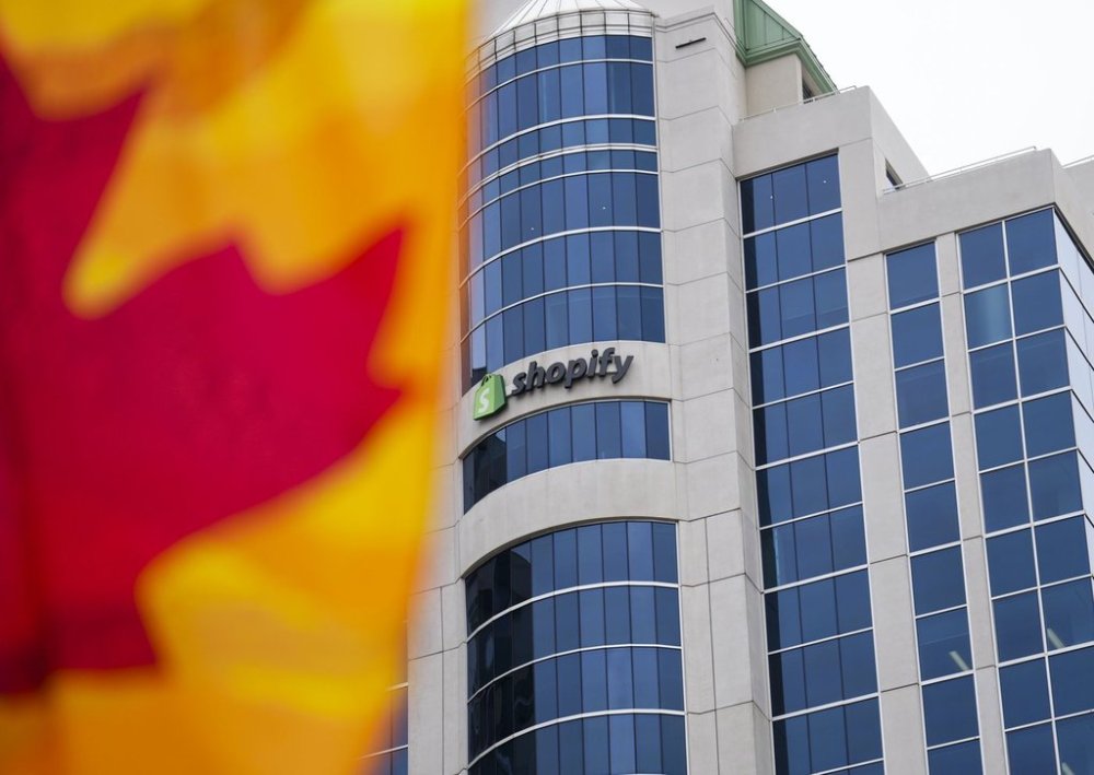 Shopify Inc. headquarters signage in Ottawa on Tuesday, May 3, 2022. THE CANADIAN PRESS/Sean Kilpatrick