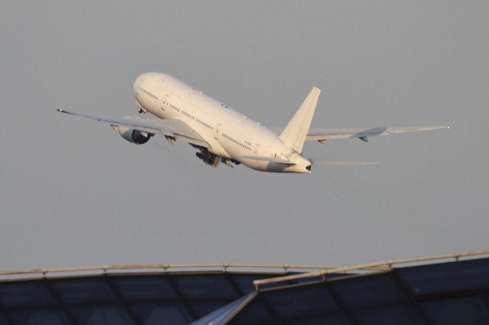 Russia's Nordwind Airlines Boeing 777-200ER takes-off for the first flight connecting Moscow and Pyongyang at Moscow's Sheremetyevo International Airport, amidst warming relations between Russia and North Korea, outside Moscow, Russia, on Sunday, July 27, 2025. (AP Photo)