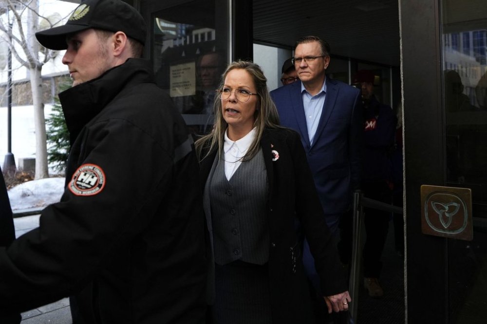 Tamara Lich leaves the courthouse in Ottawa after the verdict was delivered in her trial with fellow Freedom Convoy organizer Chris Barber, on Thursday, April 3, 2025. THE CANADIAN PRESS/Justin Tang