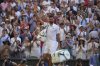 Serbia's Novak Djokovic leaves the court after losing to Italy's Jannik Sinner in a men's singles semifinal at the Wimbledon Tennis Championships in London, Friday, July 11, 2025. (AP Photo/Kin Cheung)