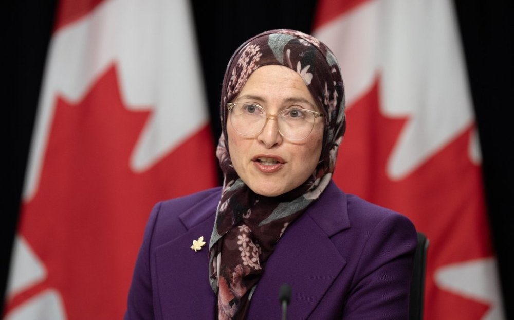 Amira Elghawaby, Canada’s Special Representative on Combating Islamophobia, speaks during a news conference on Tuesday, Dec. 10, 2024 in Ottawa. THE CANADIAN PRESS/Adrian Wyld