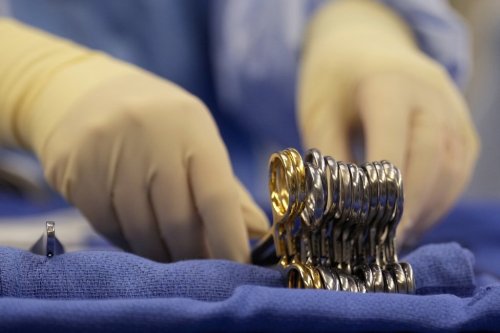 FILE - Surgical instruments are arranged during an organ procurement surgery June 15, 2023, in Tennessee. (AP Photo/Mark Humphrey, File)