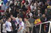 Fans arrive for the Women's Euro 2025 final soccer match between England and Spain at St. Jakob-Park in Basel, Switzerland, Sunday, July 27, 2025. (AP Photo/Martin Meissner)
