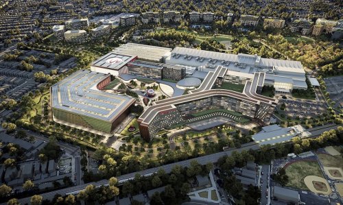 This image rendering from Resorts World shows the Resorts World casino, owned by Malaysian casino giant Genting, a $5.5-billion investment to its gaming facility at the Aqueduct Racetrack in the Queens borough of New York. (Resorts World via AP)