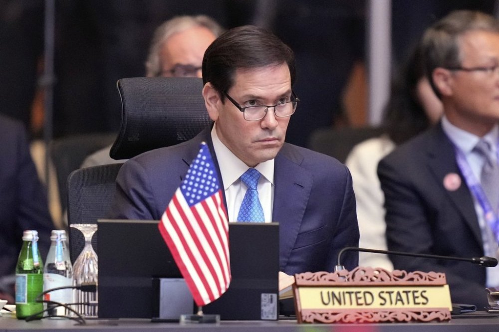 U.S. Secretary of State Marco Rubio attends the East Asia Summit Foreign Ministers' Meeting at the Association of Southeast Asian Nations (ASEAN) Foreign Ministers' Meeting and Related Meetings at the Kuala Lumpur Convention Centre in Kuala Lumpur, Friday, July 11, 2025. (AP Photo/Vincent Thian)