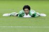 Vancouver Whitecaps goalkeeper Yohei Takaoka reacts after trapping the ball on a shot on goal by the Houston Dynamo during the second half of an MLS soccer match, Wednesday, July 16, 2025, in Houston. (AP Photo/Michael Wyke)