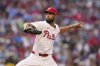 Philadelphia Phillies' Cristopher Sánchez pitches during the third inning of a baseball game against the Boston Red Sox Tuesday, July 22, 2025, in Philadelphia. (AP Photo/Matt Slocum)