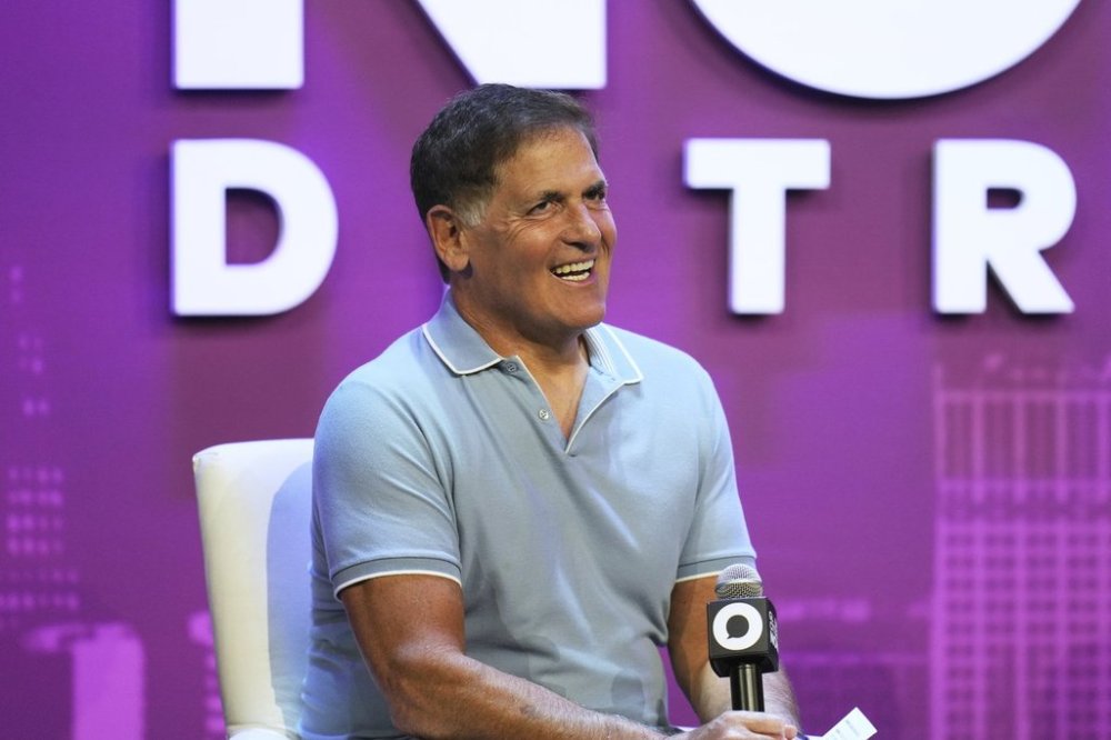 Mark Cuban speaks at a Global Citizen NOW event in Detroit, Thursday, July 10, 2025. (AP Photo/Paul Sancya)