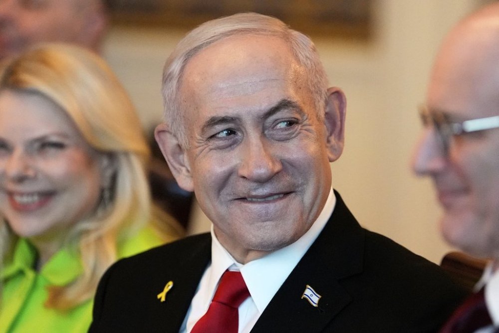 Israel's Prime Minister Benjamin Netanyahu attends a meeting with President Donald Trump in the Blue Room of the White House, Monday, July 7, 2025, in Washington. (AP Photo/Alex Brandon)
