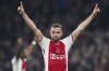 FILE - Ajax's Jordan Henderson celebrates as his team scores their side's first goal during the Dutch Eredivisie soccer match between Ajax and PSV at ArenA stadium Amsterdam, Netherlands, Feb. 3, 2024. (AP Photo/Peter Dejong, File)