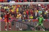 Spain's Mariona Caldentey, left, scores her sides first goal past England goalkeeper Hannah Hampton during the Women's Euro 2025 final soccer match between England and Spain at St. Jakob-Park in Basel, Switzerland, Sunday, July 27, 2025. (AP Photo/Martin Meissner)
