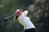 Lottie Woad, of England, plays on the 4th hole during the last round of the Evian Championship women's golf tournament, in Evian, eastern France, Sunday, July 13, 2025. (AP Photo/Laurent Cipriani)