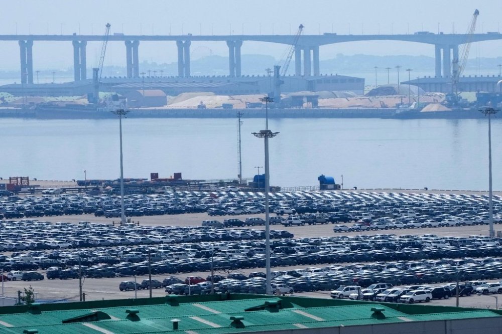 Vehicles for export are parked at a port in Pyeongtaek, South Korea, Friday, Aug. 1, 2025. (AP Photo/Ahn Young-joon)