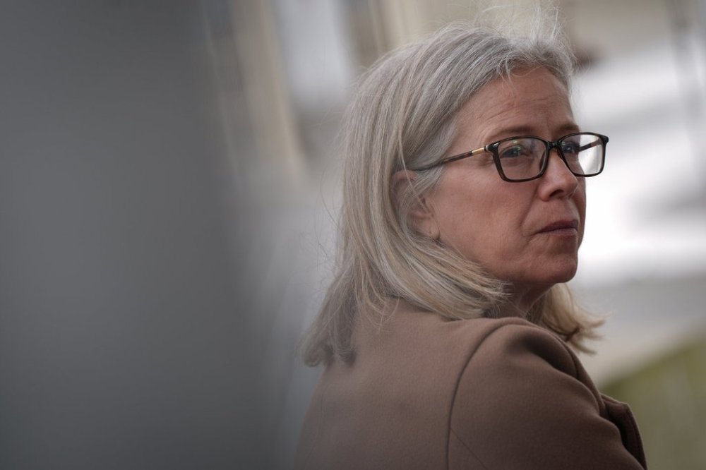 Water, Land and Resource Stewardship Minister Randene Neill listens during an announcement about mining in the province, in Vancouver, on Monday, May 26, 2025. THE CANADIAN PRESS/Darryl Dyck