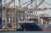 The President Bush, a container vessel operating under the American President Lines (APL) fleet, is moored at the APL Terminal, also known as Global Gateway South, at the port of Los Angeles, Calif., Friday, Aug. 1, 2025. (AP Photo/Damian Dovarganes)