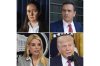 FILE - This photo combination shows from top left, Assistant U.S. Attorney Maurene Comey listening in New York, July 8, 2019, attorney Todd Blanche after a hearing, Sept. 5, 2024, in Washington, Attorney General Pam Bondi speaking during a news conference at the Justice Department, June 6, 2025, in Washington and and President Donald Trump speaking at an event in the East Room of the White House, July 18, 2025, in Washington. (AP Photo/Richard Drew, Jose Luis Magana, Julia Demaree Nikhinson, Alex Brandon, file)