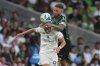 MLS All-Stars' Sam Surridge (98) and Sergio Ramos compete for a pass during the MLS All-Star soccer match in Austin, Texas, Wednesday, July 23, 2025. (AP Photo/Eric Gay)