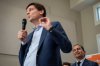 B.C. Premier David Eby, left speaks as Manitoba Premier Wab Kinew listens during a B.C. NDP campaign event in Vancouver, B.C., Thursday, Sept. 12, 2024. THE CANADIAN PRESS/Ethan Cairns