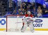 FILE - Carolina Hurricanes emergency backup goalie Jorge Alves makes his NHL debut during the third period of the team's NHL hockey game against the Tampa Bay Lightning on Dec. 31, 2016, in Tampa, Fla. (AP Photo/Mike Carlson, file)