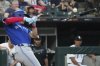 Toronto Blue Jays' Joey Loperfido breaks his bat as he grounds into a force out during the third inning of a baseball game against the Chicago White Sox in Chicago, Tuesday, July 8, 2025. (AP Photo/Nam Y. Huh)