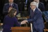 FILE - Wisconsin Gov. Tony Evers shakes hands with Lt. Gov. Sara Rodriguez at an inauguration ceremony at the Wisconsin State Capitol in Madison, Wis., Jan. 3, 2023. (AP Photo/Morry Gash, File)