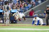 Toronto Blue Jays first base Vladimir Guerrero Jr. (27) dives into home against the New York Yankees during fifth inning MLB baseball action in Toronto on Monday, July 21, 2025. THE CANADIAN PRESS/Thomas Skrlj