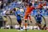 CF Montreal's Bryce Duke (10) and Forge FC's Malik Owolabi-Belewu (81) vie for the ball during first half Canadian Championship quarterfinal soccer action in Montreal, on Wednesday, July 9, 2025. THE CANADIAN PRESS/Christopher Katsarov