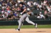 Cleveland Guardians designated hitter Kyle Manzardo runs the bases after hitting a home run during the sixth inning of a baseball game against the Chicago White Sox, Saturday, July 12, 2025, in Chicago. (AP Photo/Erin Hooley)