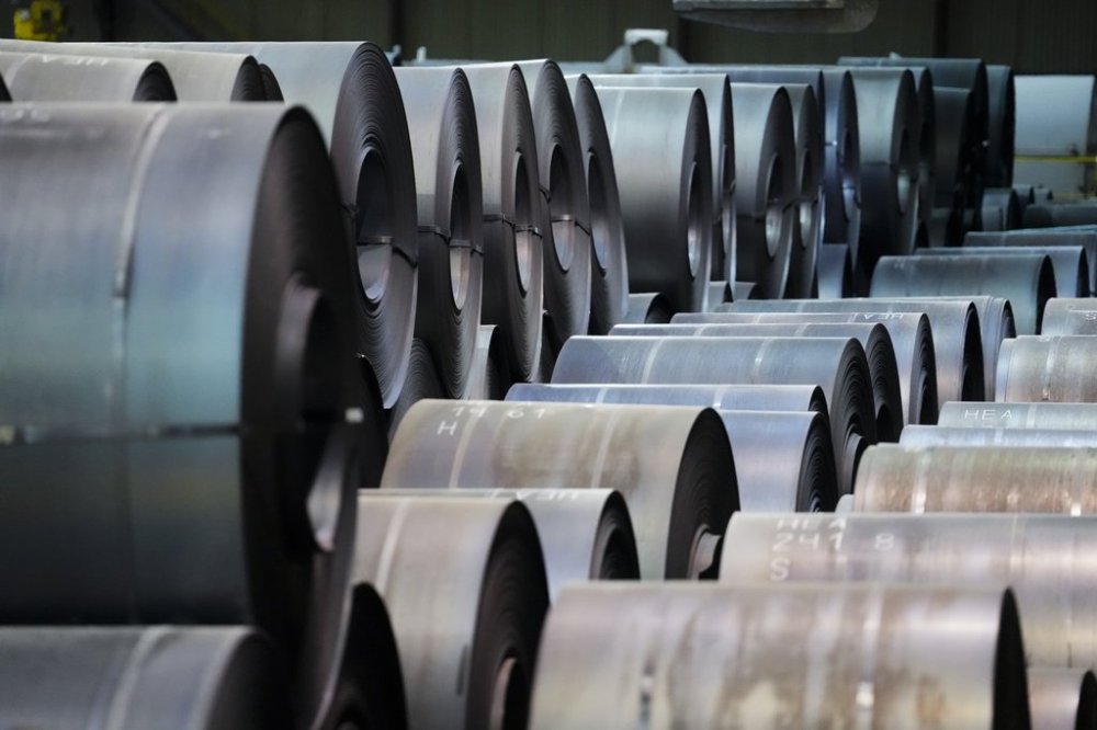 Rolled coils of steel are shown at Algoma Steel Inc., in Sault Ste. Marie, Ont., Friday, April 25, 2025. Canada imposed a 25 per cent surtax on imports containing steel melted or poured in China. THE CANADIAN PRESS/Sean Kilpatrick