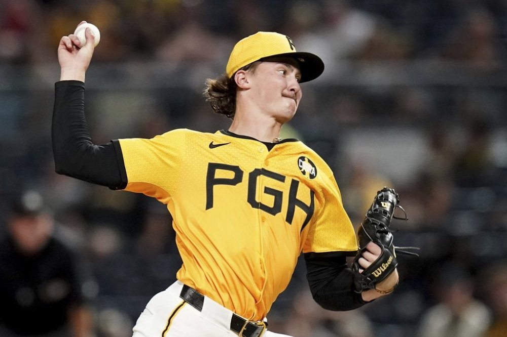 Pittsburgh Pirates pitcher Bubba Chandler delivers during the seventh inning of a baseball game against the Colorado Rockies, Friday, Aug. 22, 2025, in Pittsburgh. (AP Photo/Matt Freed)