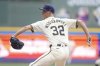 Milwaukee Brewers pitcher Jacob Misiorowski throws to the Chicago Cubs during the first inning of a baseball game, Monday, July 28, 2025, in Milwaukee. (AP Photo/Jeffrey Phelps)