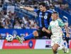 CF Montreal's Efrain Morales, left, challenges Austin FC's Myrto Uzuni (10) for the ball during first half MLS soccer action in Montreal, Saturday, Aug. 23, 2025. THE CANADIAN PRESS/Graham Hughes